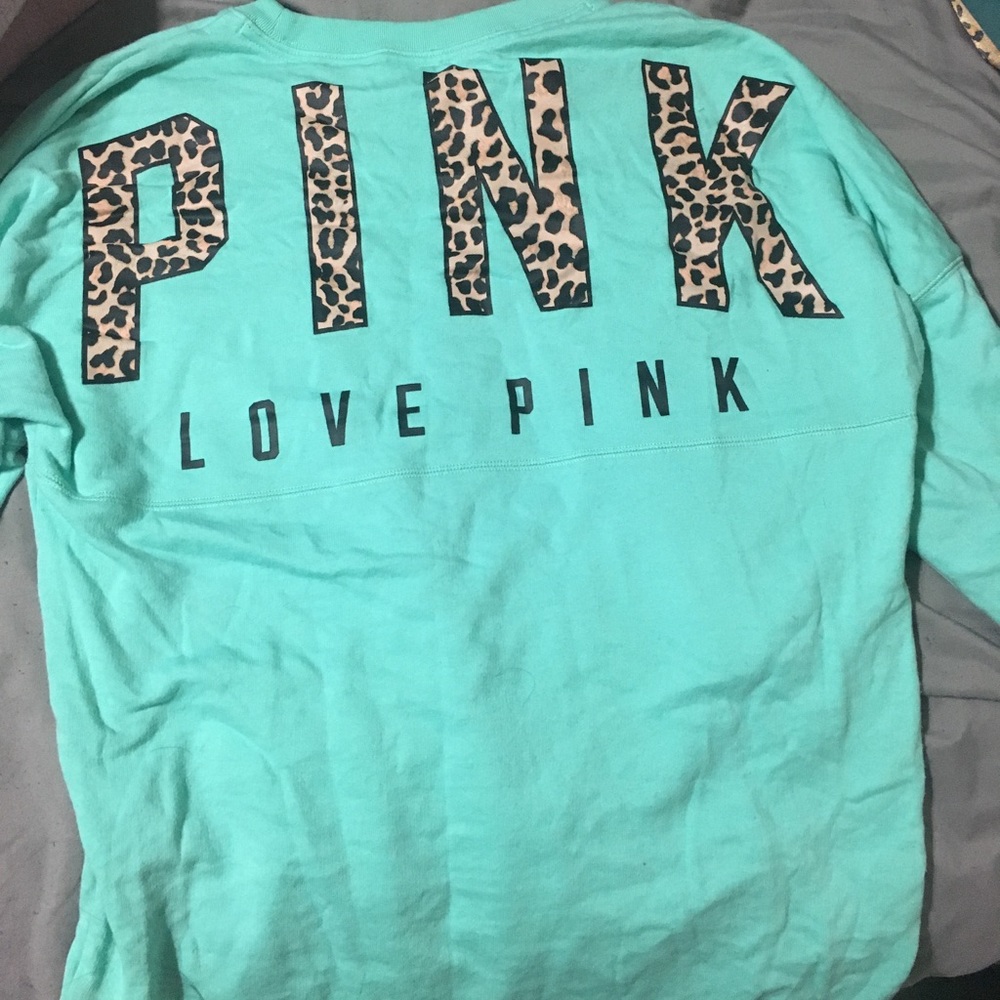 Victoria secret pink teal Cheetah long sleeve tee
